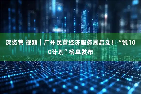 深资管 视频｜广州民营经济服务周启动！“锐100计划”榜单发布