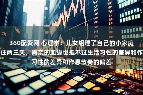 360配资网 心理学：儿女组建了自己的小家庭，你就算只去住两三天，再亲的血缘也抵不过生活习性的差异和作息节奏的偏差
